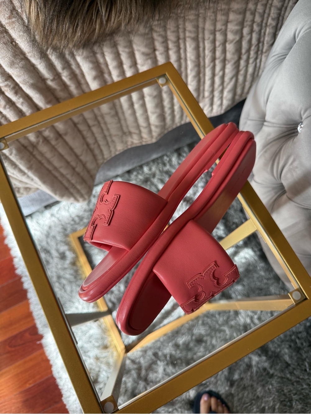 TORY BURCH DOUBLE T SPORT SLIDE -NAPPA LEATHER - Picture 6 of 7